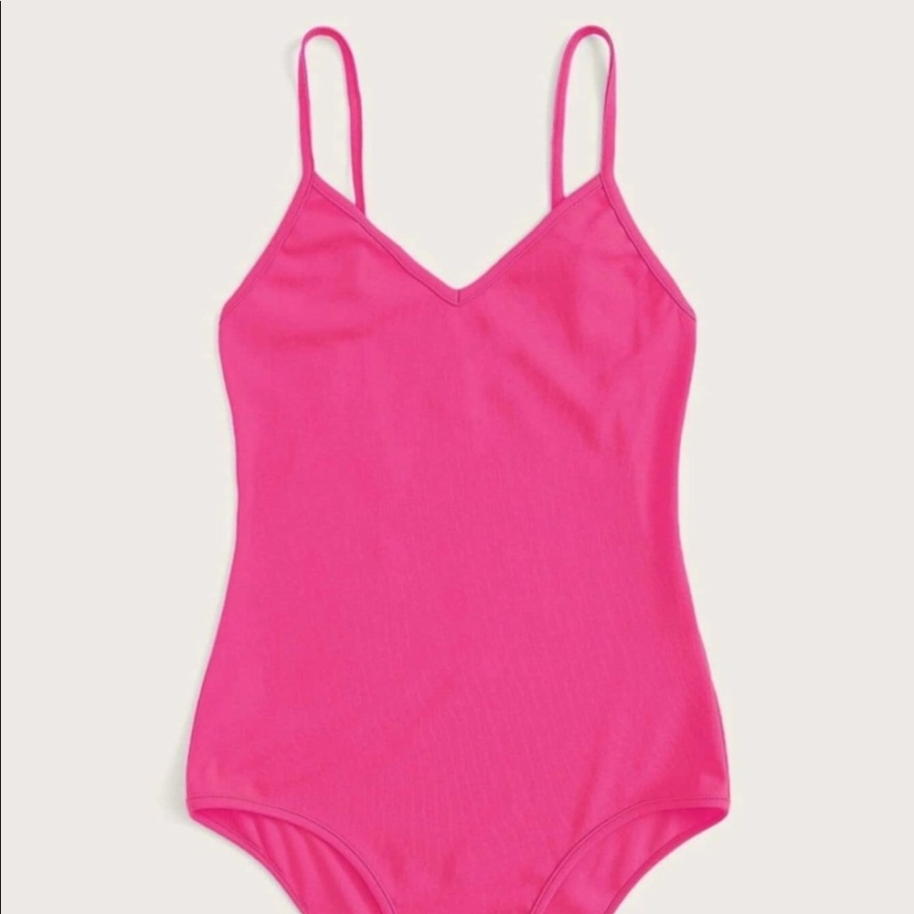 neon pink bodysuit